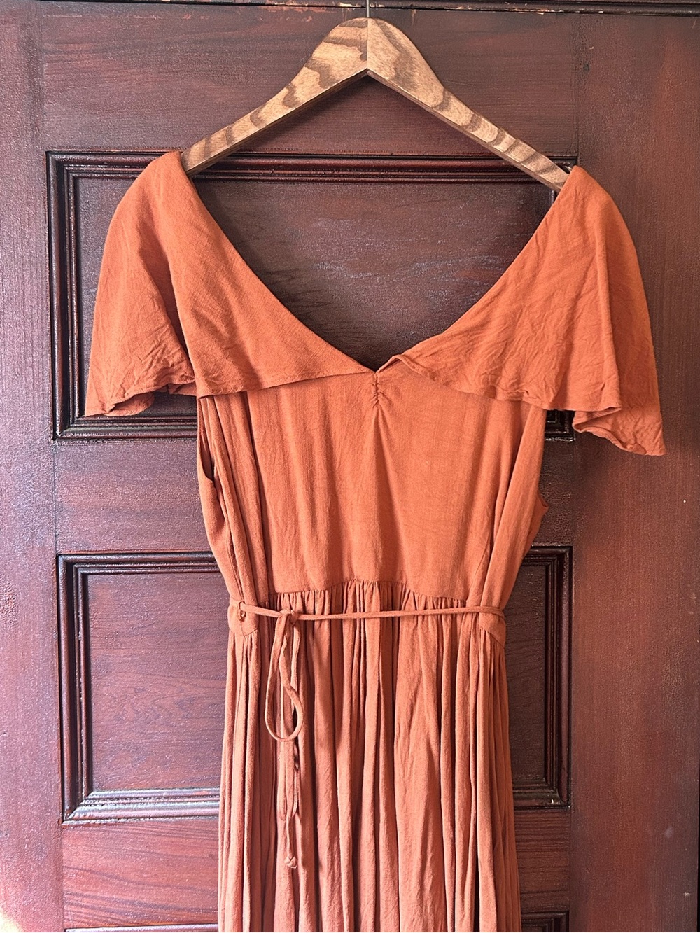 Christy Dawn Monarch Midi Dress in Rust Boho Cottagecore Flutter Sleeve Size XL - Picture 5 of 9